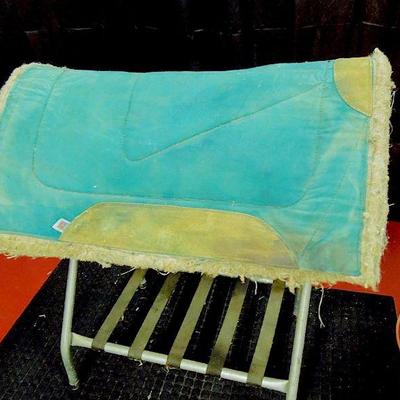 Lot 13: Green Canvas and Felted Wool Saddle Pad U.S.A. Label