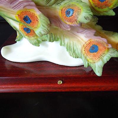 Lot 30: MONTEFIORI Collection 16.5in Carved Peacock Mounted Base Figurine  