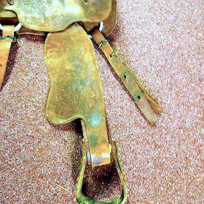 Lot 12:  14.5" Western Trail  Pleasure Tooled Saddle Suede and Leather