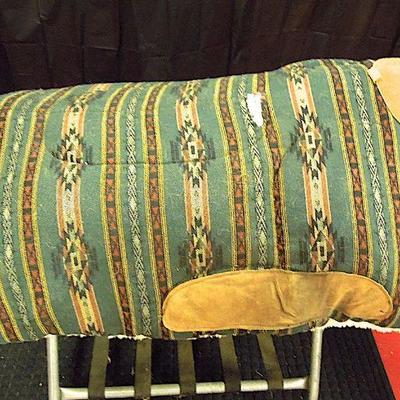 Lot 17: B.J.K. Navaho Green Saddle Pad with Leather Protectors