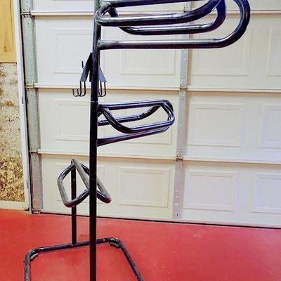 Lot 26:  Three Tier Polished Metal Saddle Rack with Hooks