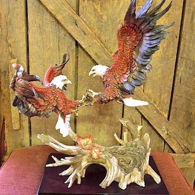 Lot 36: MONTEFIORI Collection 25in Fighting Bald Eagles Above a Branch