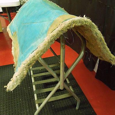 Lot 13: Green Canvas and Felted Wool Saddle Pad U.S.A. Label