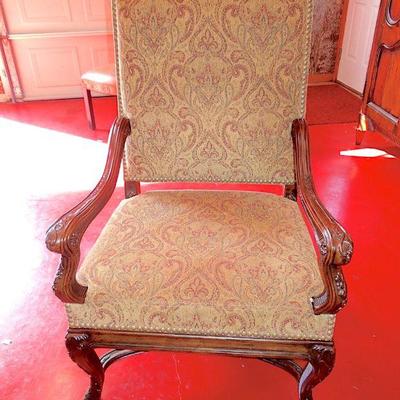 Lot 8: Two Carved Thomasville Upholstered Arm Chairs