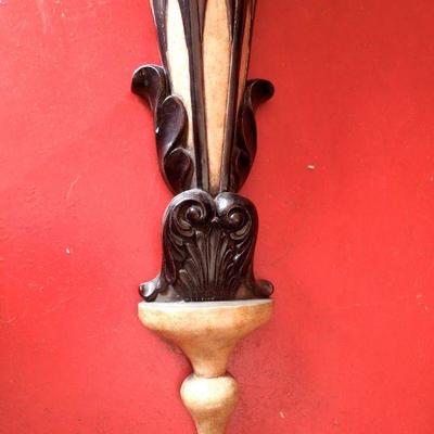 Lot 28: Pair of 40" Wall Sconces Dry Arrangment with Plumage Feathers