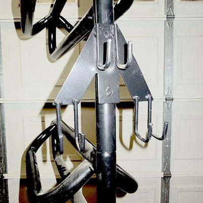 Lot 26:  Three Tier Polished Metal Saddle Rack with Hooks