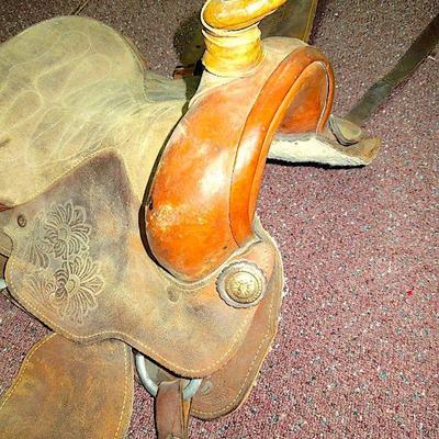 Lot 12:  14.5" Western Trail  Pleasure Tooled Saddle Suede and Leather
