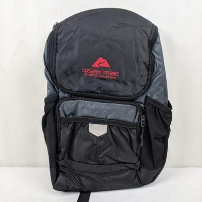 Ozark Trails 24 Can Cooler Backpack, Black/Red/Grey - New