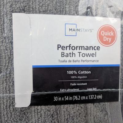 6 PC Grey Flannel Towels, 2 Bath, 2 Hand, 2 Washcloths - New