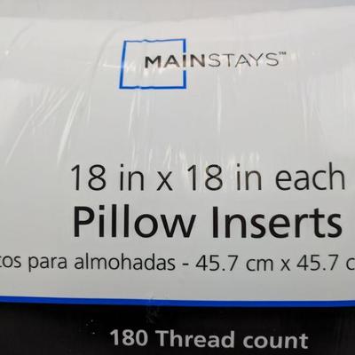 2 Pack 18 x 18 in. Pillow Inserts - New