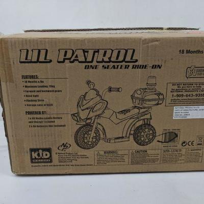 Lil Patrol One Seater Ride-On, 18 Months & Up, 6V, Open Box - New