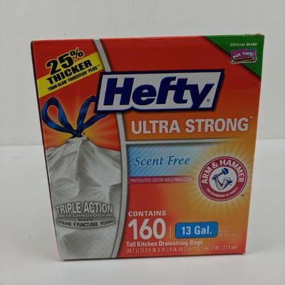 Hefty Ultra Strong Scent Free Tall Kitchen Drawstring Bags, 13 Gal. - New