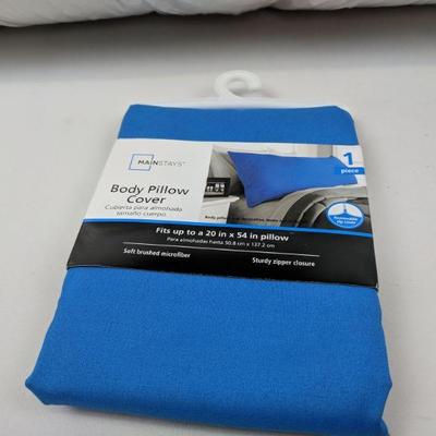 Body Pillow & Blue Body Pillow Cover, Pkg Slightly Open - New