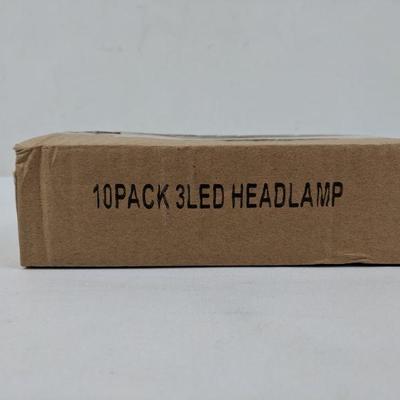 10 Pack 3 LED Headlamps - New