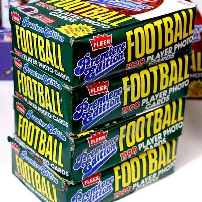 1990 FLEER Football NFL Player Photo Cards 4 Wax Packs Boxes Complete - D-007