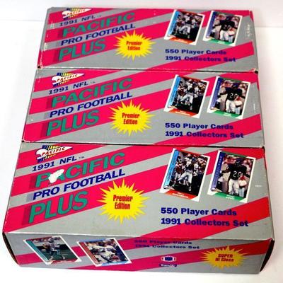 1991 NFL Pacific PRO Football Plus - Lot of 3 Factory Complete Boxes