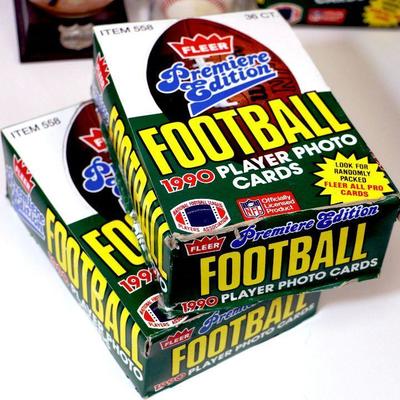 1990 FLEER Football NFL Player Photo Cards 2 Wax Packs Boxes Complete - D-005