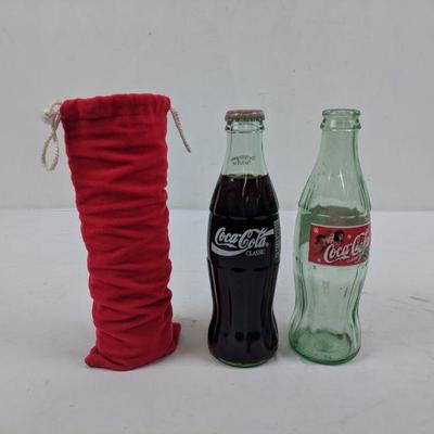 3 Coca-Cola Bottles, Gold Park City w/Holder, 1996 Olympic, & 2000 Xmas Edition