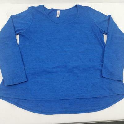 LuLaRoe Lynnae Long Sleeve T-Shirt, Size XL, Royal Blue Black MicroStripes