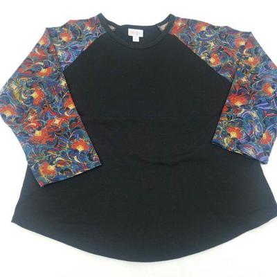 LuLaRoe Randy Shirt, Women's Size XL 3/4 Length Sleeves. Black Bodice w/ Floral
