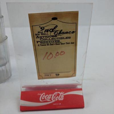 Coca-Cola Mug/2 Red Cups/Sign Holder/7 Tiny Cups 
