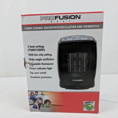 1500W Ceramic Heater w/Oscillation u0026 Thermostat, Profusion Heat - New |  EstateSales.org