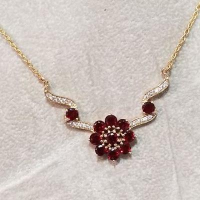 Garnet and cz necklace