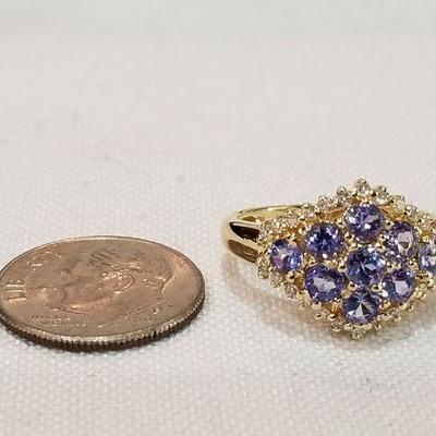 14k Tanzanite & Diamond cluster ring