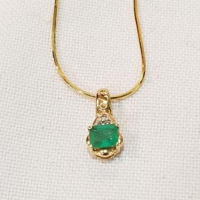 14k Emerald Diamond necklace inv#12