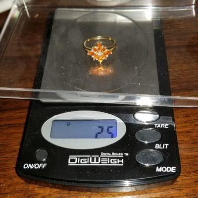 14k Fire Opal Diamond ring. Inv# 11