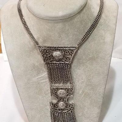 Long double fringe vintage necklace