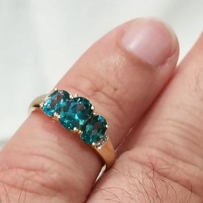 14k Blue Topaz diamond ring. Inv# 6