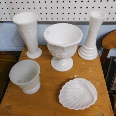 Collection of Milk Glass Vases 