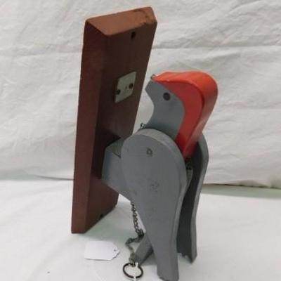 Wood Crafted Wood Pecker Chain Pull Door Knocker