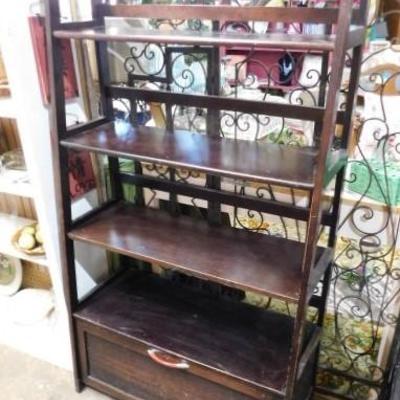 Vintage Mahogany Book Shelf with Drawer Storage 33