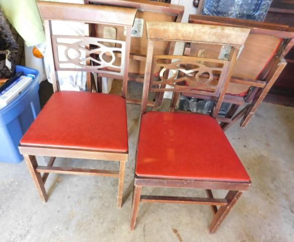 Set Of 4 Walnut Mid Century Norquist Coronet Folding Chairs