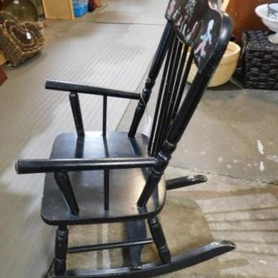 Child's Antique Black Rocking Chair