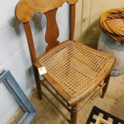 Mixed Wood Cane Bottom Chair