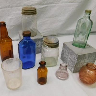 Collection of Colorful Vintage Bottles 