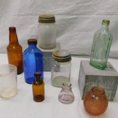 Collection of Colorful Vintage Bottles 