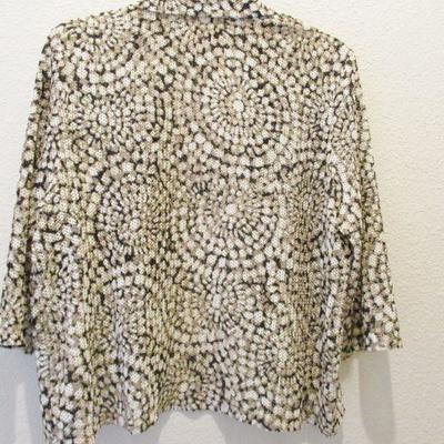 Ruby Rd PM Multicolor Shawl Blouse Brown Black and White