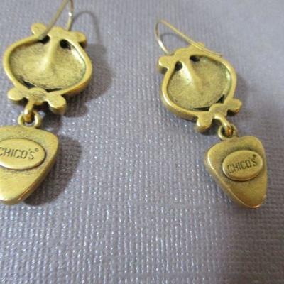 Vintage Chico Multistarnd Ckoker Necklace with Dangle Earrings Rhinestone 