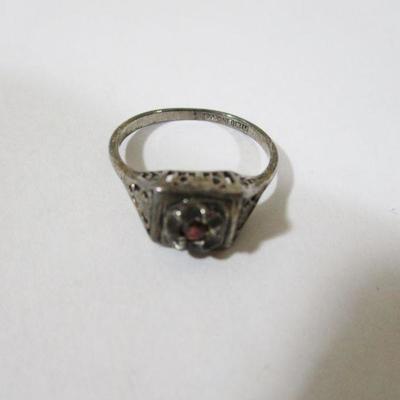 Antique Ladies 925 Garnet Square Royal Ring Size 7