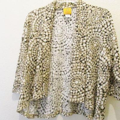 Ruby Rd PM Multicolor Shawl Blouse Brown Black and White