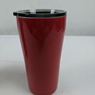2 Red 20-Oz Vacuum Insulated Powder Coated Stainless Steel Tumbler, Qty 2 - New
