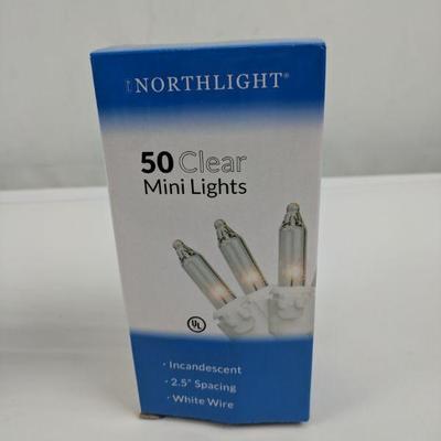 5 Boxes 50 Clear Mini Lights, White Wire - New