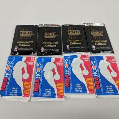 4 Pks 15 NBA Trading Cards (Skybox) & 4 NBA Hoops 15 Cards, 8 Pack Total - New