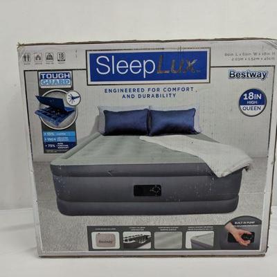 Sleep Lux Queen 18in High Air Bed, With Built-In Pump, One Storage Bag - New