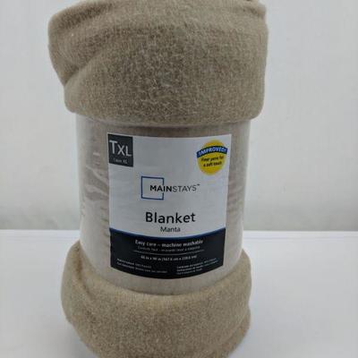 Twin XL Blanket, Taupe/Gold - New