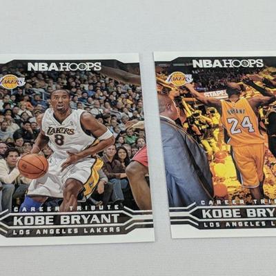 4 NBA Cards, LA Lakers, Lebron James, Earvin Johnson & 2 Kobe Bryant Cards 